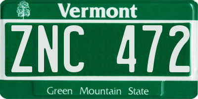 VT license plate ZNC472