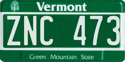 VT license plate ZNC473
