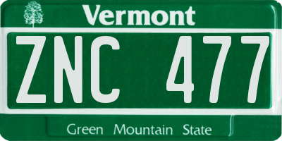 VT license plate ZNC477