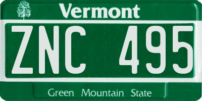 VT license plate ZNC495
