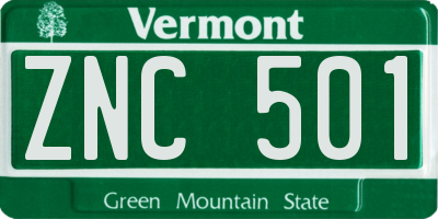 VT license plate ZNC501