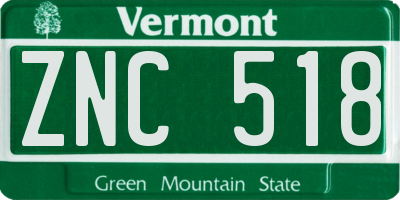 VT license plate ZNC518