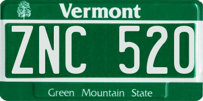 VT license plate ZNC520