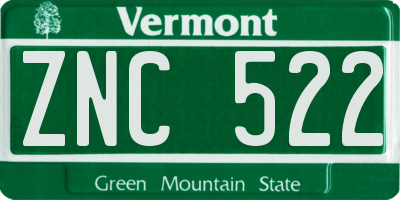 VT license plate ZNC522