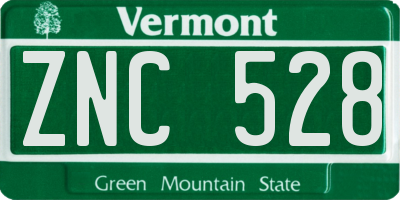 VT license plate ZNC528