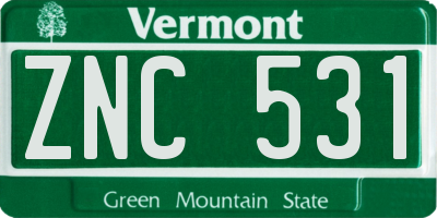 VT license plate ZNC531