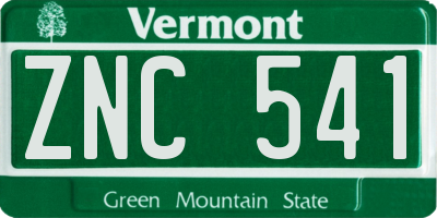 VT license plate ZNC541