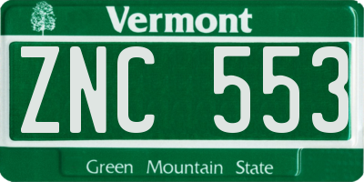 VT license plate ZNC553