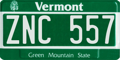 VT license plate ZNC557