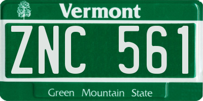 VT license plate ZNC561