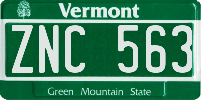VT license plate ZNC563
