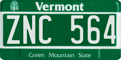 VT license plate ZNC564