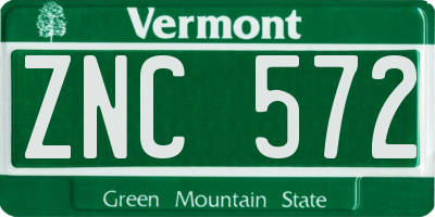 VT license plate ZNC572