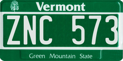 VT license plate ZNC573