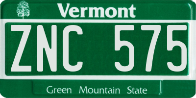 VT license plate ZNC575