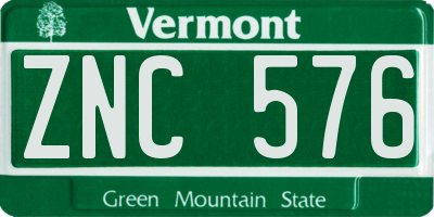 VT license plate ZNC576