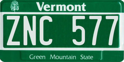 VT license plate ZNC577