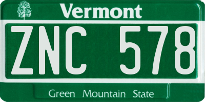 VT license plate ZNC578