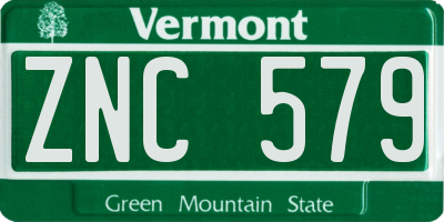 VT license plate ZNC579