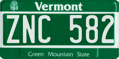 VT license plate ZNC582