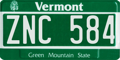 VT license plate ZNC584