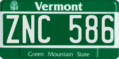 VT license plate ZNC586