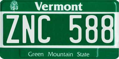 VT license plate ZNC588