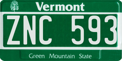 VT license plate ZNC593