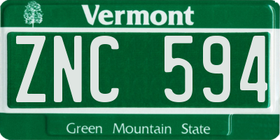 VT license plate ZNC594