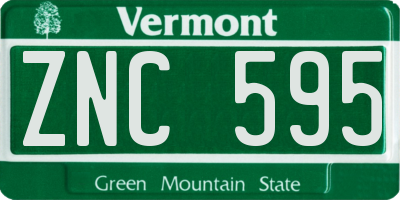 VT license plate ZNC595