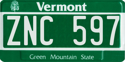 VT license plate ZNC597