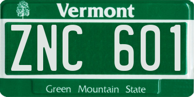 VT license plate ZNC601