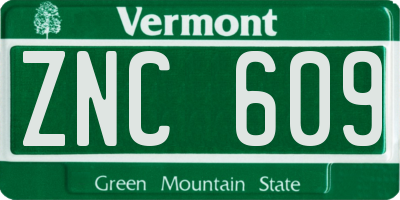 VT license plate ZNC609