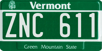 VT license plate ZNC611