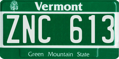 VT license plate ZNC613