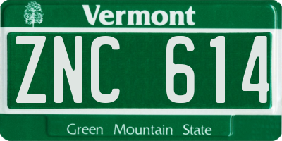 VT license plate ZNC614