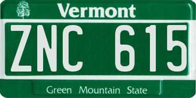 VT license plate ZNC615