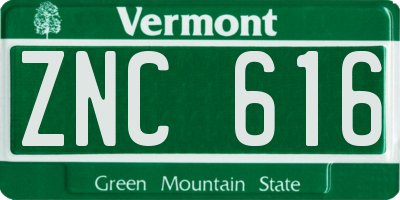 VT license plate ZNC616
