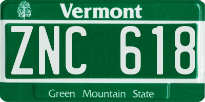 VT license plate ZNC618
