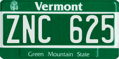 VT license plate ZNC625