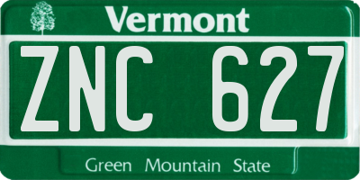 VT license plate ZNC627