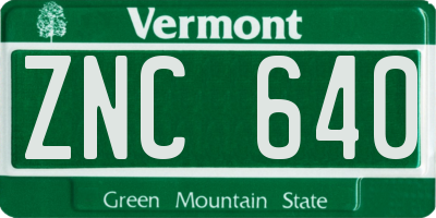 VT license plate ZNC640
