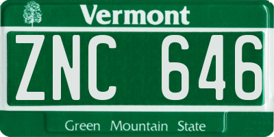 VT license plate ZNC646