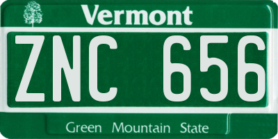 VT license plate ZNC656