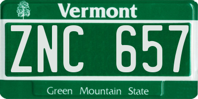 VT license plate ZNC657