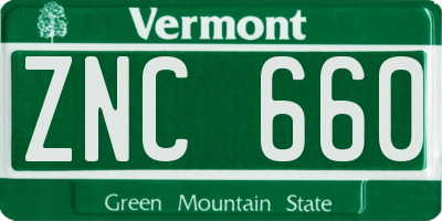 VT license plate ZNC660