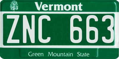 VT license plate ZNC663