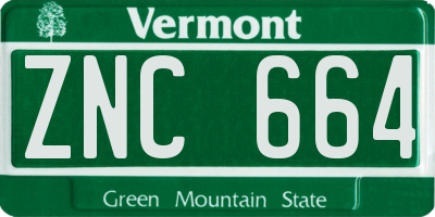 VT license plate ZNC664