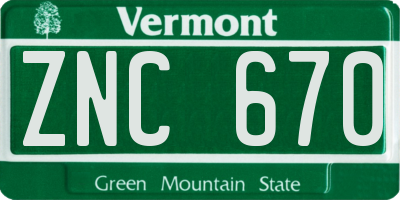 VT license plate ZNC670