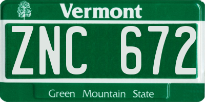 VT license plate ZNC672